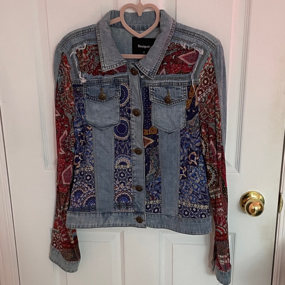 🩵✨ DESIGUAL Patchwork Jacket NWOT Size 40 - Picture 7 of 15
